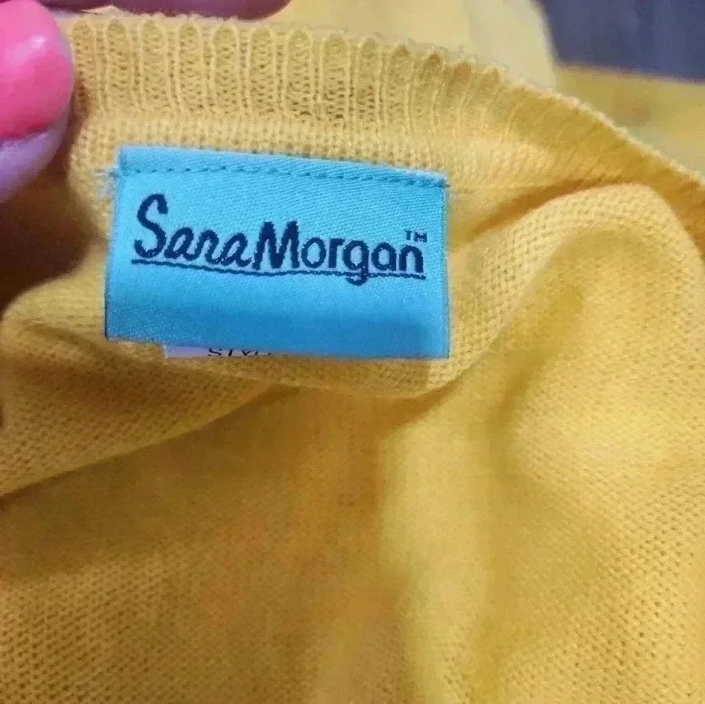 Sara Morgan Yellow Knit Button Front Cardigan Sweater Women’s Size Large - Picture 4 of 7